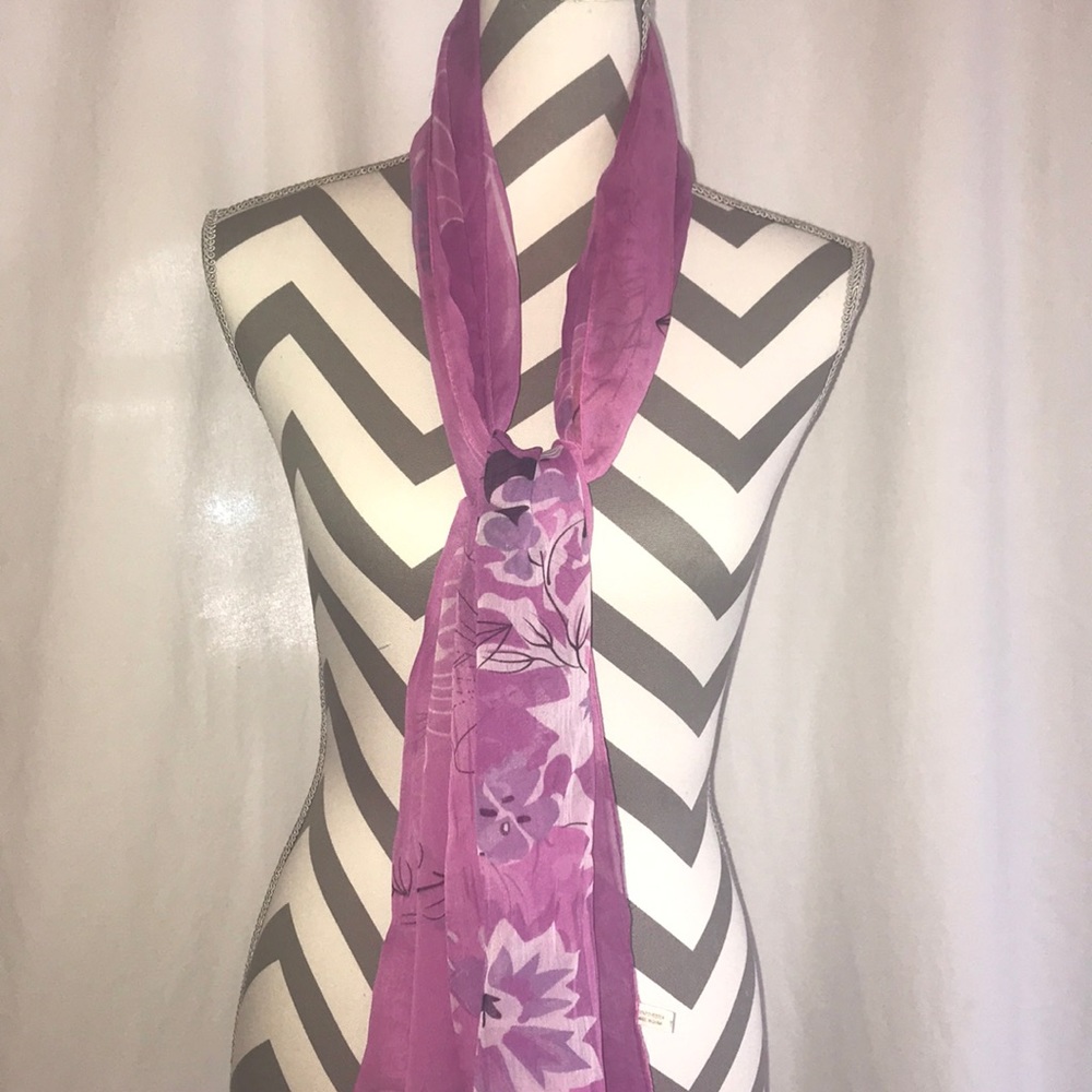 All Pink Floral Sheer Scarf